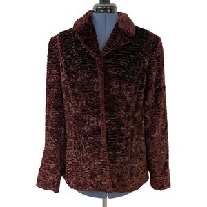 Valerie Stevens Faux Persian Lambswool Fur Hook Loop‎ Jacket Old Money Luxury L